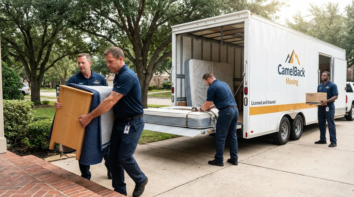 Crew loading residential truck for cross-state move from Watkins Glen, NY