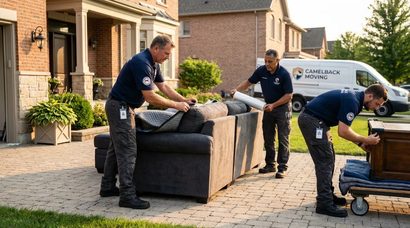 Large estate moving crew wrapping furniture in Watkins Glen, NY